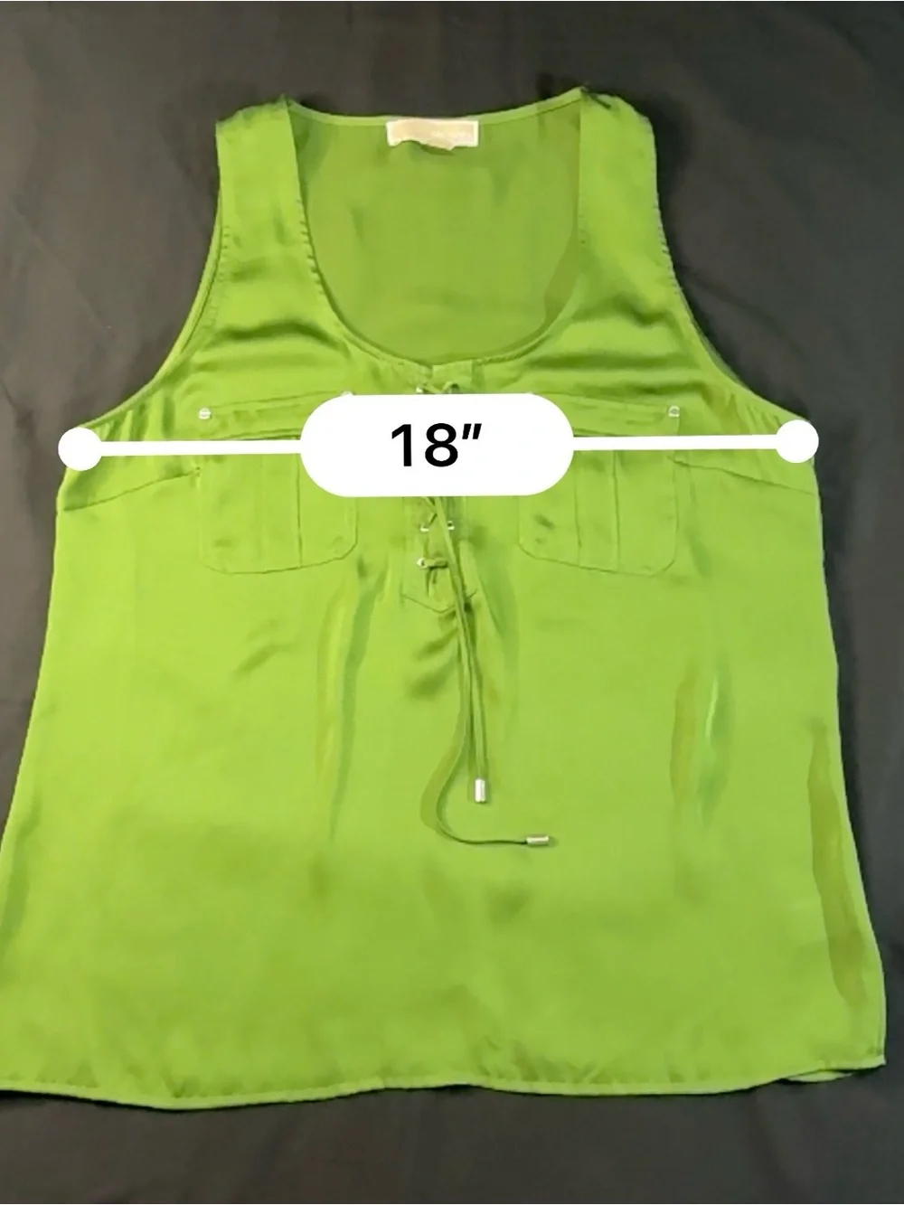 Michael Kors Lime Green Satin Lace-Up Tank Top L